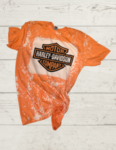 Orange Harley Davidson Bleached Tee