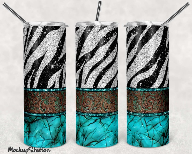 Zebra with Turquoise and Leather