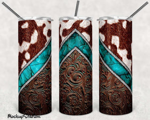 Cow Print with Turquoise and Leather