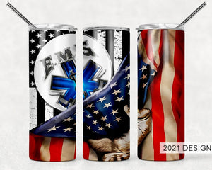 EMS with American Flag Tumbler