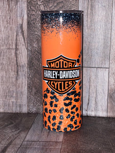 Orange Harley Davidson with Leopard print